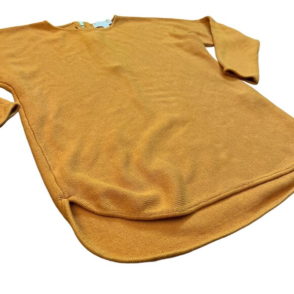 Michael Kors Mustard Yellow Knit Tunic Sweater 3/4 Sleeve Zipper Detail – Medium - Picture 2 of 16